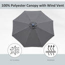 Outsunny 2.7m Garden Parasol Summer Shelter w/ LED Solar Light Crank Tilt Grey