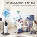 HOMCOM Pedestal Fan With Water Mist Spray Standing Fan W/ 3.1L Water Tank Black
