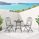 Outsunny 3 PCs Garden Bistro Set W/ Balcony Table and Chairs Metal Frame
