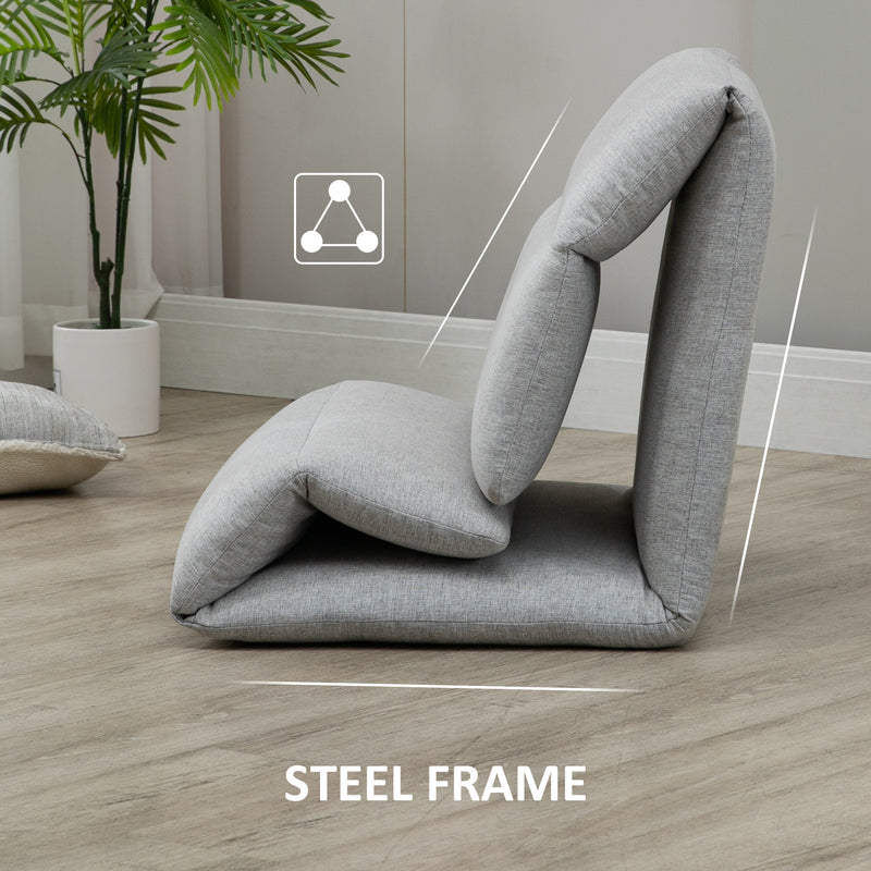 HOMCOM Adjustable Floor Chair with Back Support for Gaming Meditation Grey
