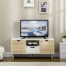 HOMCOM TV Cabinet Entertainment Centre w/ Storage Cabinet and Drawer, Natural