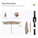 Outsunny 3x2m Patio Parasol Canopy Tilt Crank 6 Ribs Sun Shade Garden Khaki