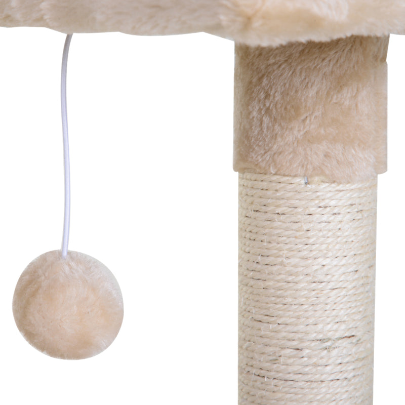 PawHut Cat Activity Tree Kitten Play Tower Palace Two-Tier Scratching Beige