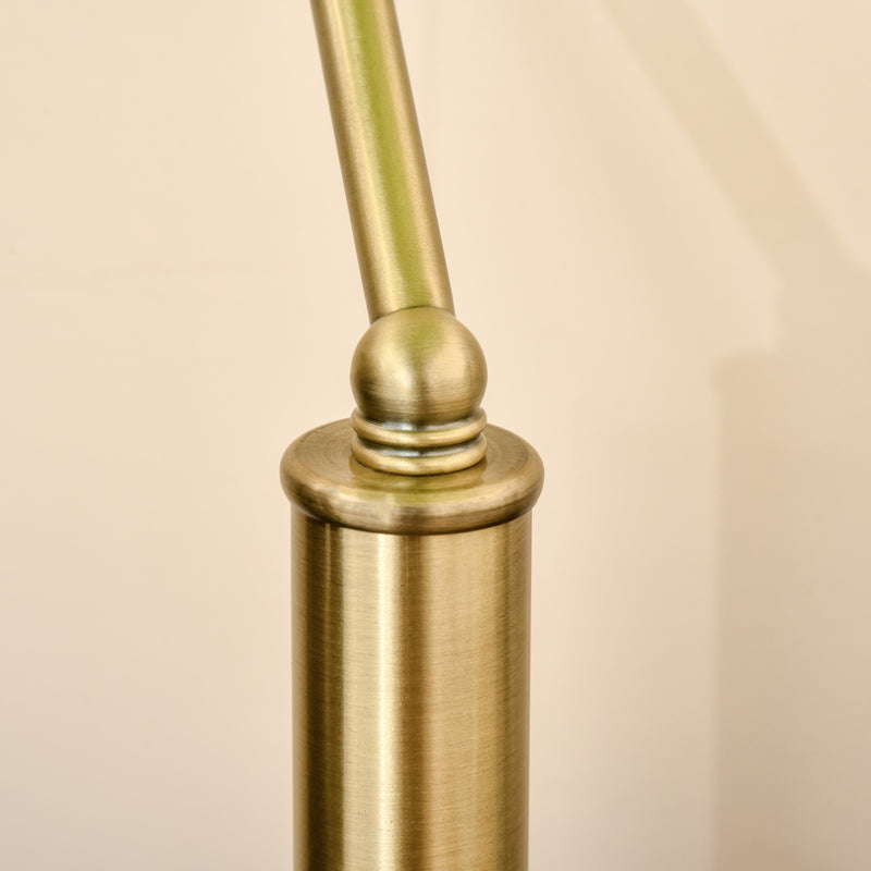 HOMCOM Banker's Table Lamp w/ Bronze Base, Green Glass Shade, Pull Rope Switch