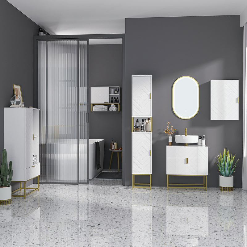 kleankin Bathroom Wall Cabinet with Adjustable Shelves for Hallway, Living Room