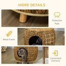 PawHut Rattan Cat House Stool for Rest w/ Soft Cushion 44 x 43 x 41cm