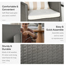 Outsunny 3 PC Outdoor Rattan Sofa Set w/ Chairs Coffee Table Cushion Light Grey
