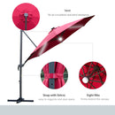 Outsunny 3(m) LED Cantilever Parasol Outdoor with Base Solar Lights Red