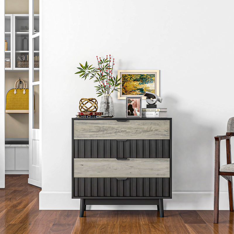 HOMCOM Chest of Drawers, 4 Drawer Storage Cabinet Organiser Bedroom, Grey
