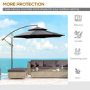 Outsunny 2.7m Cantilever Banana Parasol Outdoor Sun Shade w/ Crank, Black