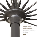 Outsunny 2.6m Round Curved Adjustable Parasol Outdoor Metal Pole Off-White