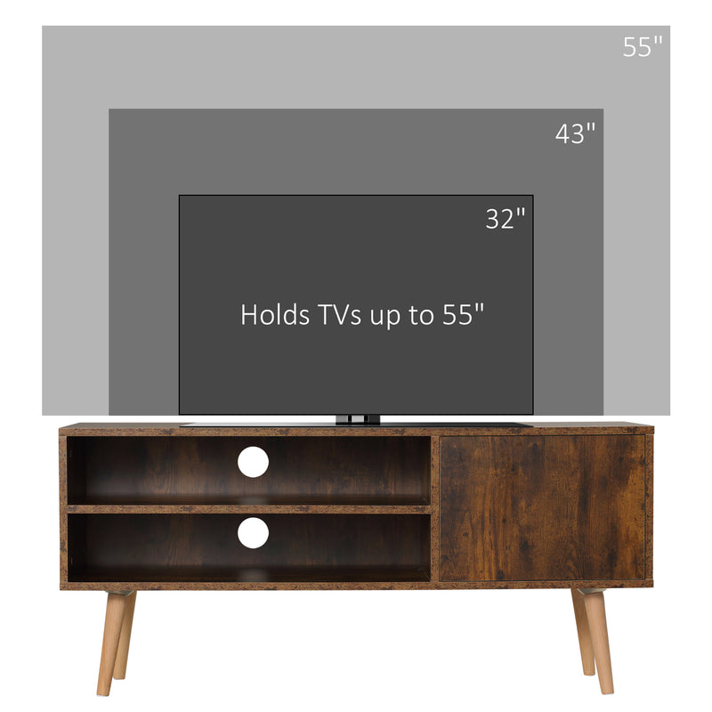 HOMCOM TV Unit Cabinet for TVs up to 55Inches with Cupboard Shelves, Brown