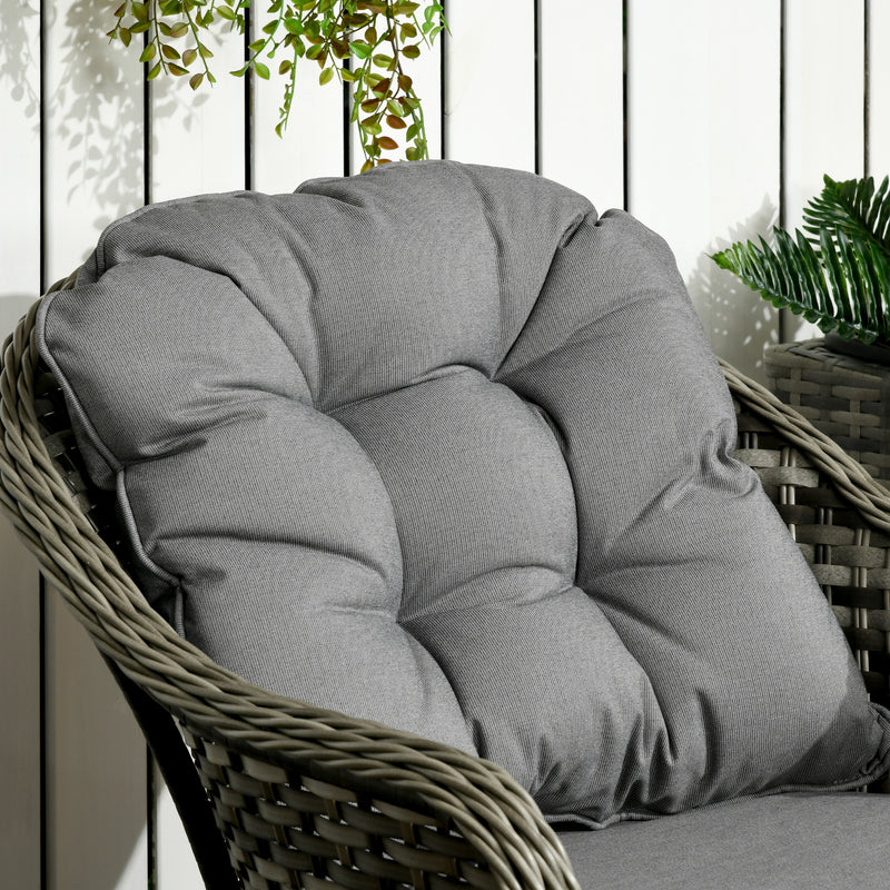 Outsunny 3 PCS Aluminium Rattan Bistro Set with Soft Cushions & Glass Top