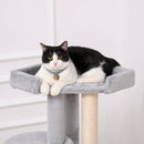 PawHut Cat Tree Kitten Tower W/ Scratching Post Condo Plush Perches Grey