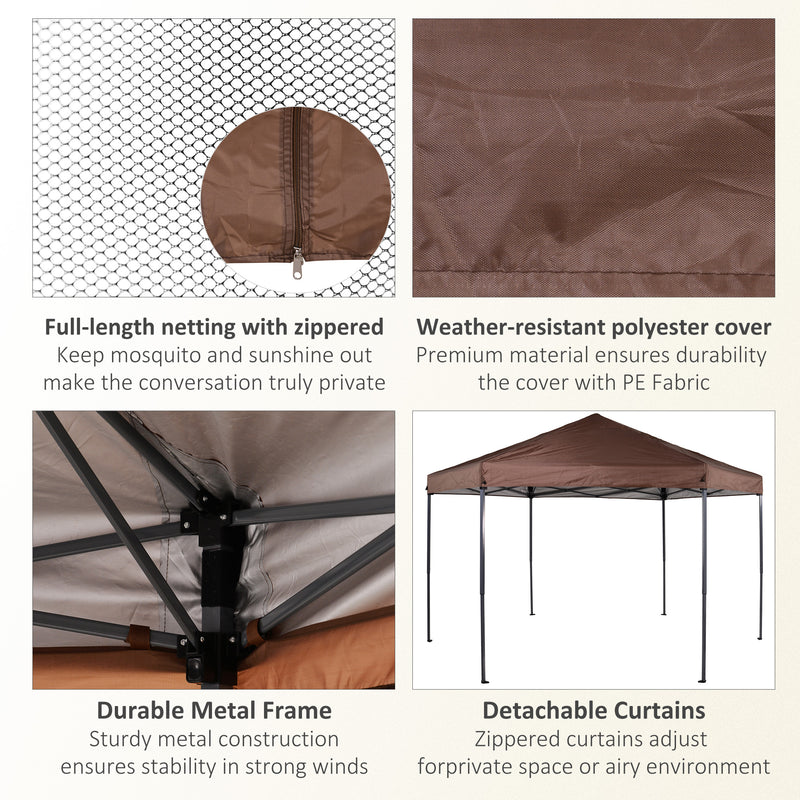 Outsunny 4x4m Garden Gazebo Tent Outdoor Metal Adjustable Sunshade w/ Net
