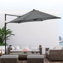 Outsunny 2.5M Offset Roma Patio Umbrella W/ 360° Rotation and Base, Dark Grey