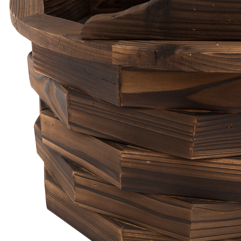 Outsunny Wood Garden Wishing Well Fountain Barrel Waterfall with Pump for Garden
