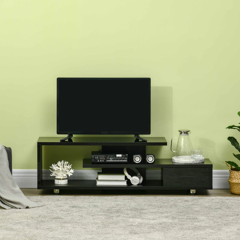 HOMCOM TV Stand for TVs up to 45" TV Cabinet W/ Storage Drawer High Gloss Black