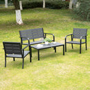 Outsunny 4 Piece Outdoor Conversation Furniture Set with Coffee Table & Cushions