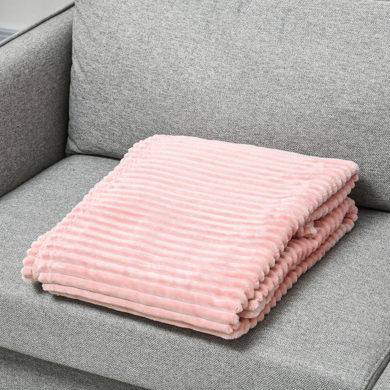 HOMCOM Flannel Fleece Blanket Double Size Throw Blanket for Bed 203x152cm Pink