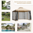Outsunny 3x3(m) Outdoor Gazebo Patio Pavilion Canopy Tent w/ Netting & Shelf