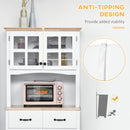 HOMCOM Coastal Kitchen Cupboard Storage Cabinet w/ Drawer Microwave Counter