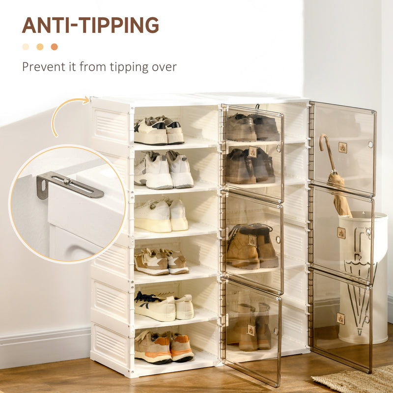 HOMCOM 20-Pair Portable Shoe Cabinet, Folding Shoe Storage Organizer for Hallway