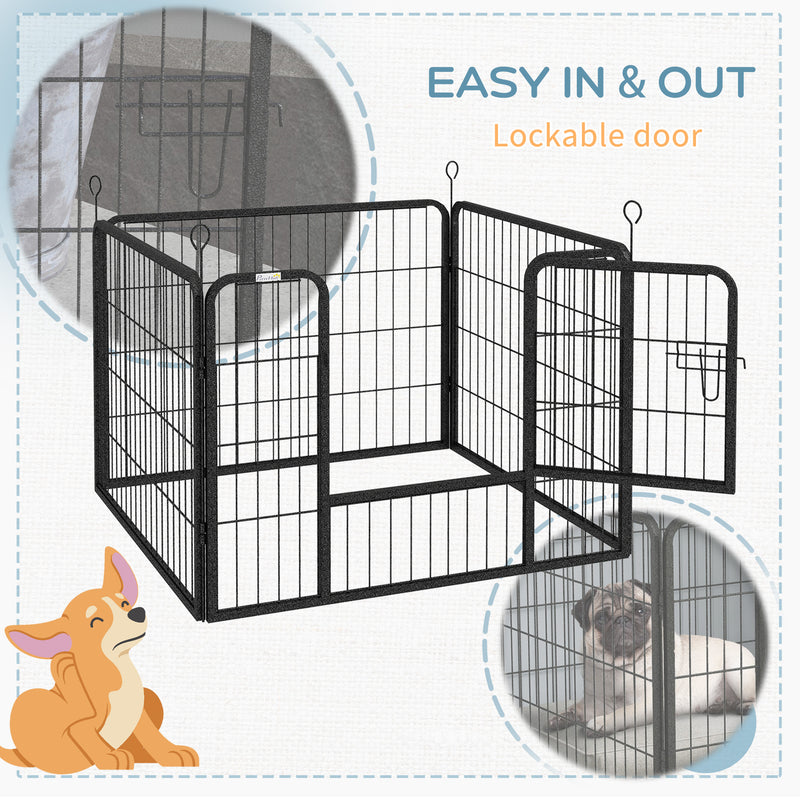 Pawhut Metal Pet Playpen Dog Kennel w/Door Latches In/Outdoor Use 82Lx82Wx60Hcm
