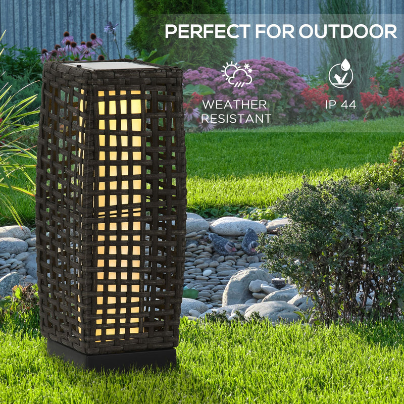 Outsunny Outdoor Rattan Solar Lantern wtih Auto On/Off Solar Powered LED Lights