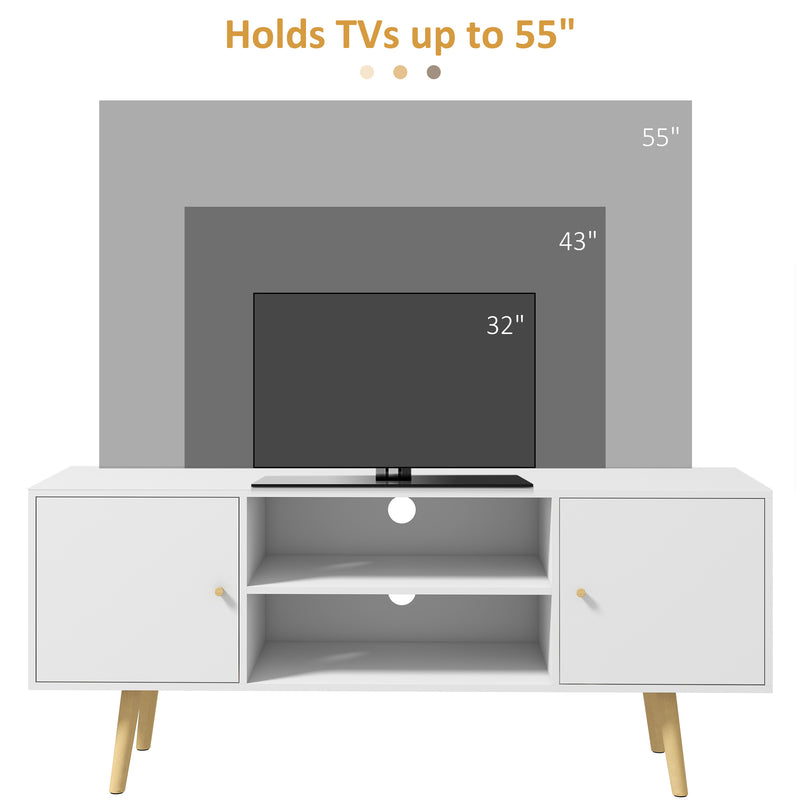 HOMCOM TV Unit Cabinet for TVs up to 55 Inches W/ Shelves and Cupboards, White