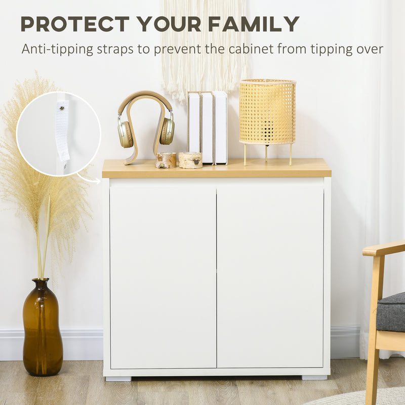 HOMCOM Sideboard Living Room Cabinet with Double Door Cabinet Adjustable Shelf