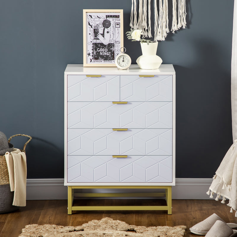 HOMCOM Accent Chest of Drawers, 5-Drawer Storage Organizer Unit for Bedroom