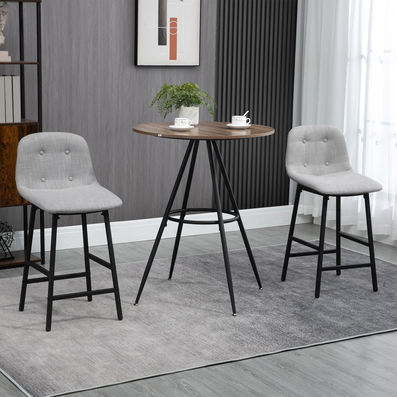HOMCOM Round Bar Table, Kitchen Cafe Table with Fixed Tabletop and Steel Legs