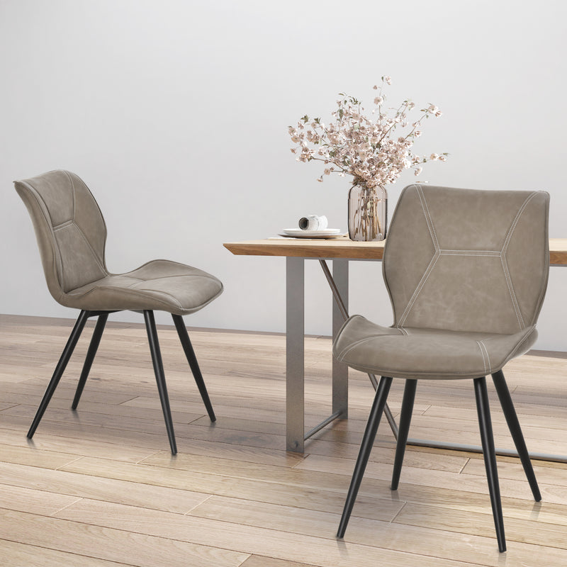 HOMCOM Set of 2 Contrast Stitched PU Leather Racing-Style Chairs Accent Brown