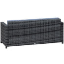 Outsunny Rattan Wicker 3-seater Sofa Chair Patio Furniture w/ Cushions Black