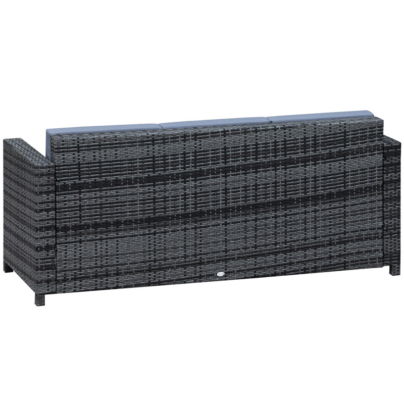 Outsunny Rattan Wicker 3-seater Sofa Chair Patio Furniture w/ Cushions Black