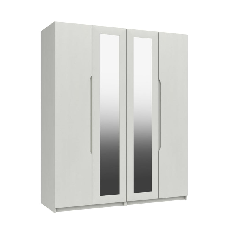 Balagio Ready Assembled Wardrobe with  4 Doors & 2 Mirrors - White Gloss