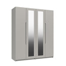 Balagio Ready Assembled Wardrobe with 4 Doors & 2 Mirrors - Light Grey Gloss