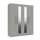 Chester Ready Assembled Wardrobe with 4 Doors & 2 Mirrors - Light Grey