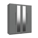 Balagio Ready Assembled Wardrobe with 4 Doors & 2 Mirrors - Dusk Grey Gloss
