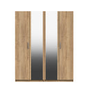 Buckingham Ready Assembled Wardrobe with 4 Doors & 2 Mirrors - Natural Rustic Oak