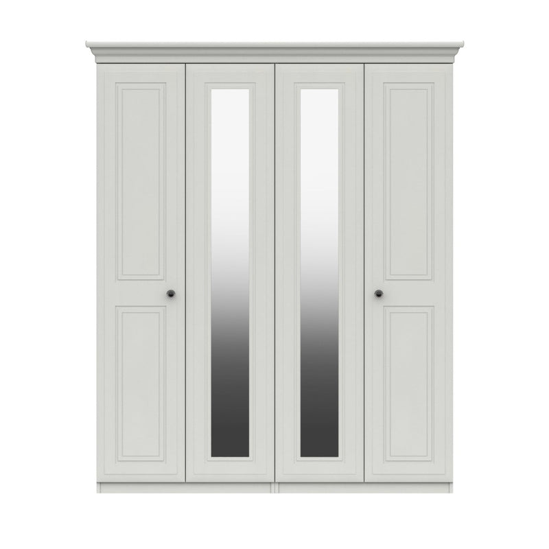Bailey Ready Assembled Wardrobe with 4 Doors & 2 Mirrors - White