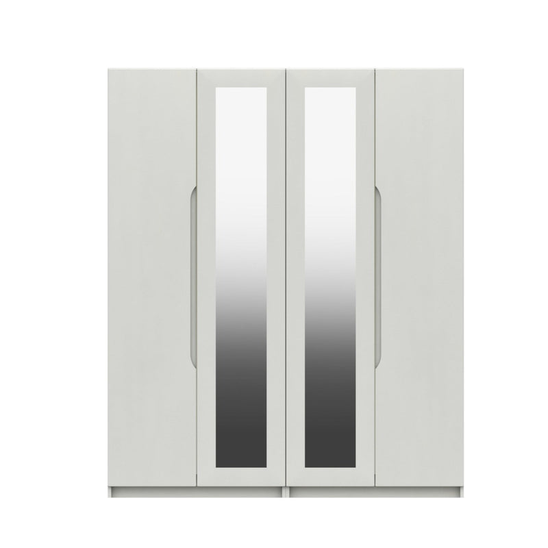 Balagio Ready Assembled Wardrobe with  4 Doors & 2 Mirrors - White Gloss