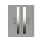 Chester Ready Assembled Wardrobe with 4 Doors & 2 Mirrors - Light Grey