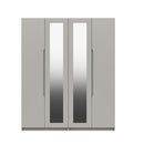 Balagio Ready Assembled Wardrobe with 4 Doors & 2 Mirrors - Light Grey Gloss