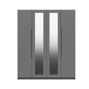 Balagio Ready Assembled Wardrobe with 4 Doors & 2 Mirrors - Dusk Grey Gloss