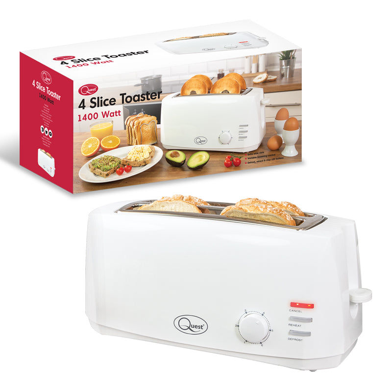 Quest 4 Slice Toaster - White