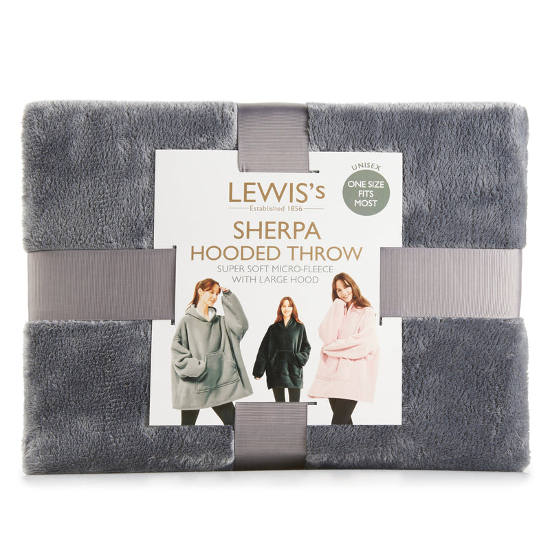Lewis's Sherpa Fleece Lined Hooded Throw - 5 Colours