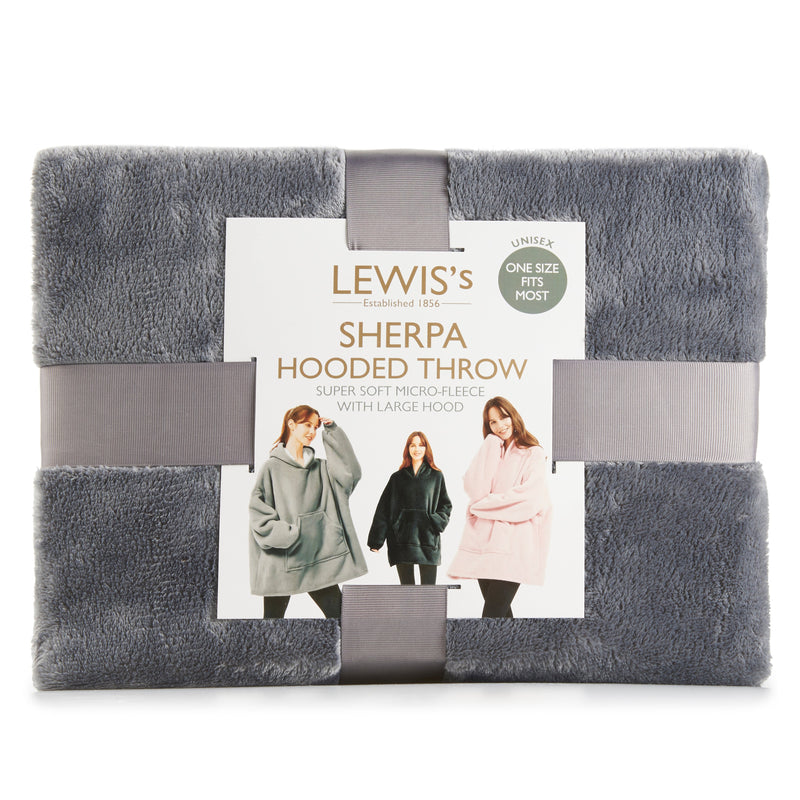 Lewis's Sherpa Fleece Lined Hooded Throw Unisex - One Size