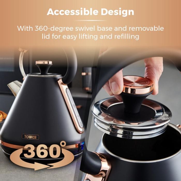 Tower Cavaletto Pyramid Kettle Black/Rose Gold